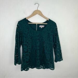 Nanette Lepore Night Garden Green Lace Top Medium